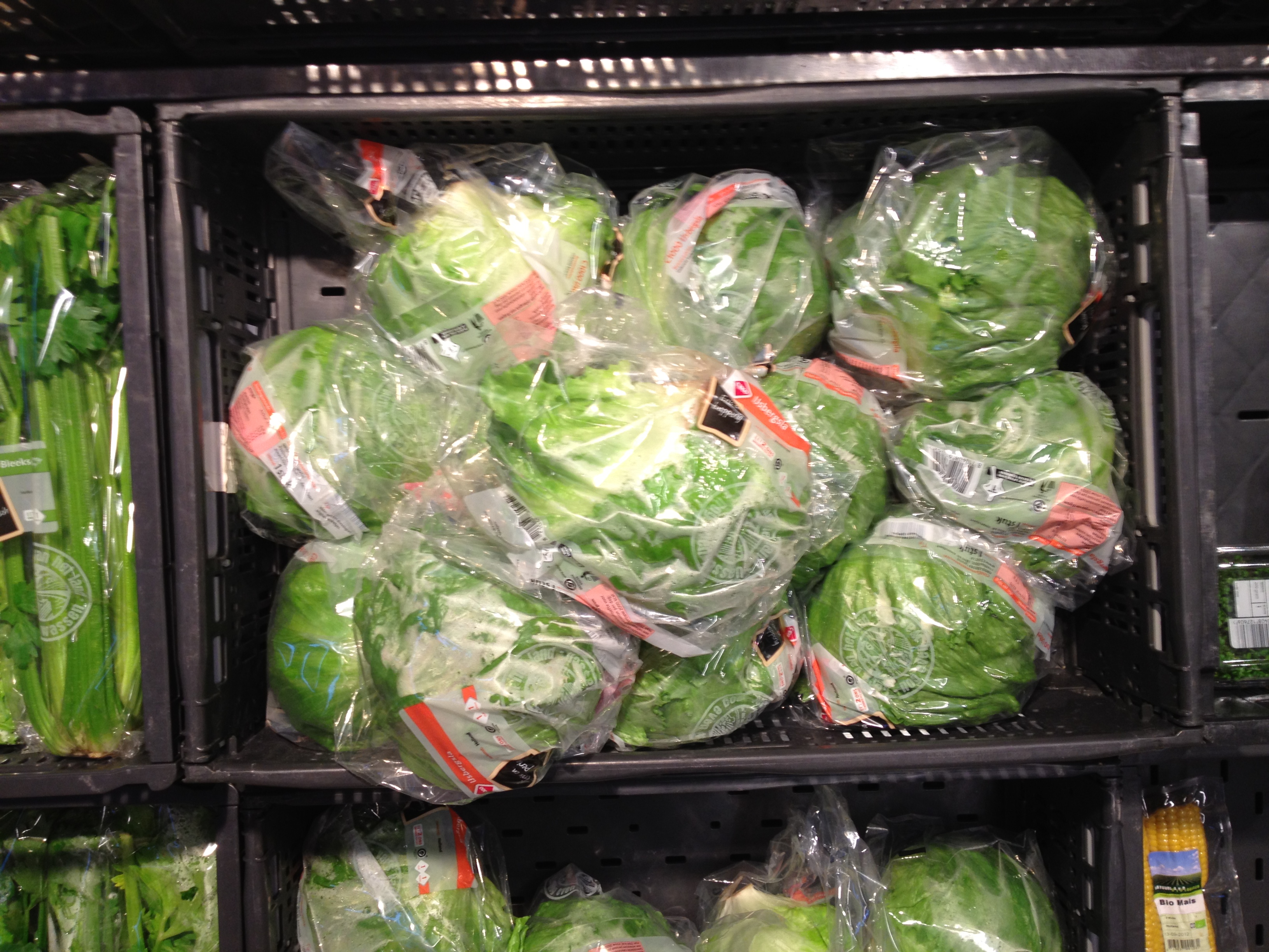 Conventionally packaged iceberg lettuce